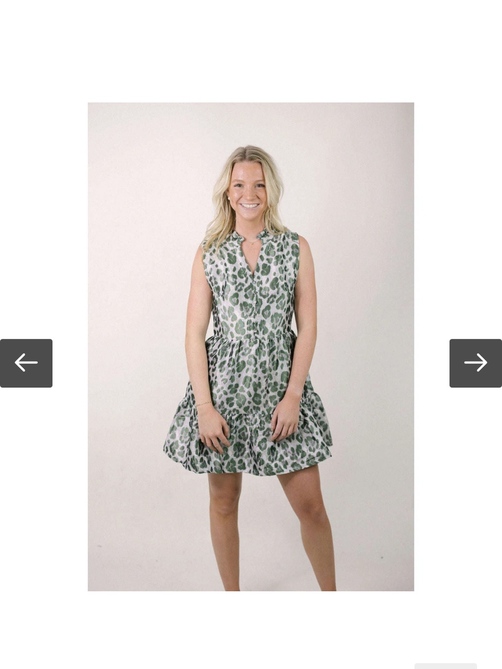 Karlie Silver and Green Sleeveless Tiered Animal-Print Dress